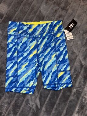 Ideology Blue & Yellow Wave-Print Kids Athletic Shorts